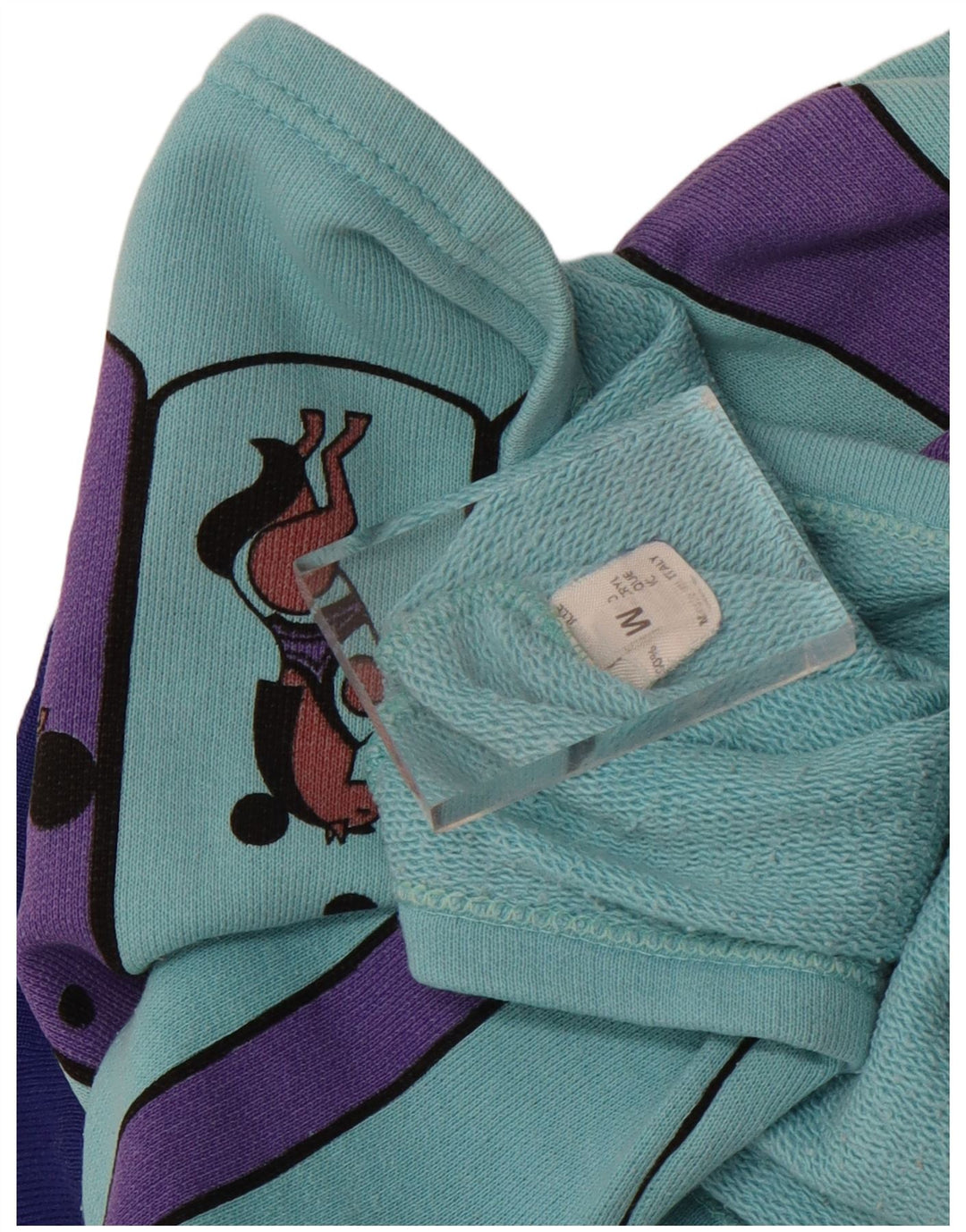 Pulover vintage pentru femei, supradimensionat, cu mâneci 3/4, UK 14, albastru mediu