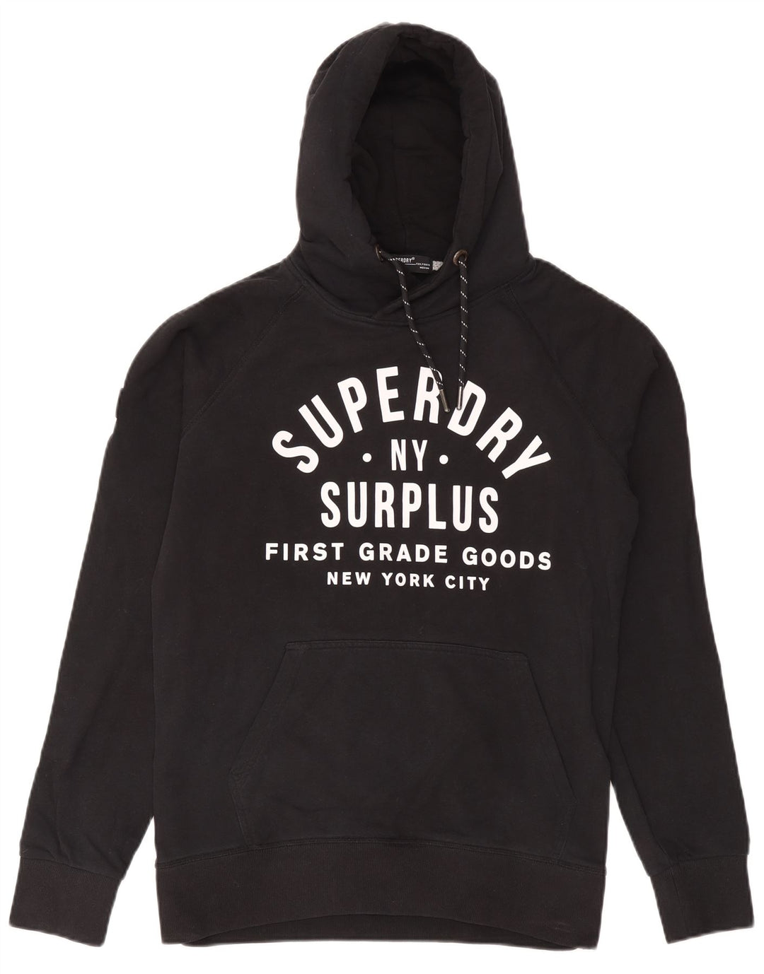Pulover cu glugă grafic Superdry pentru bărbați, bumbac mediu negru