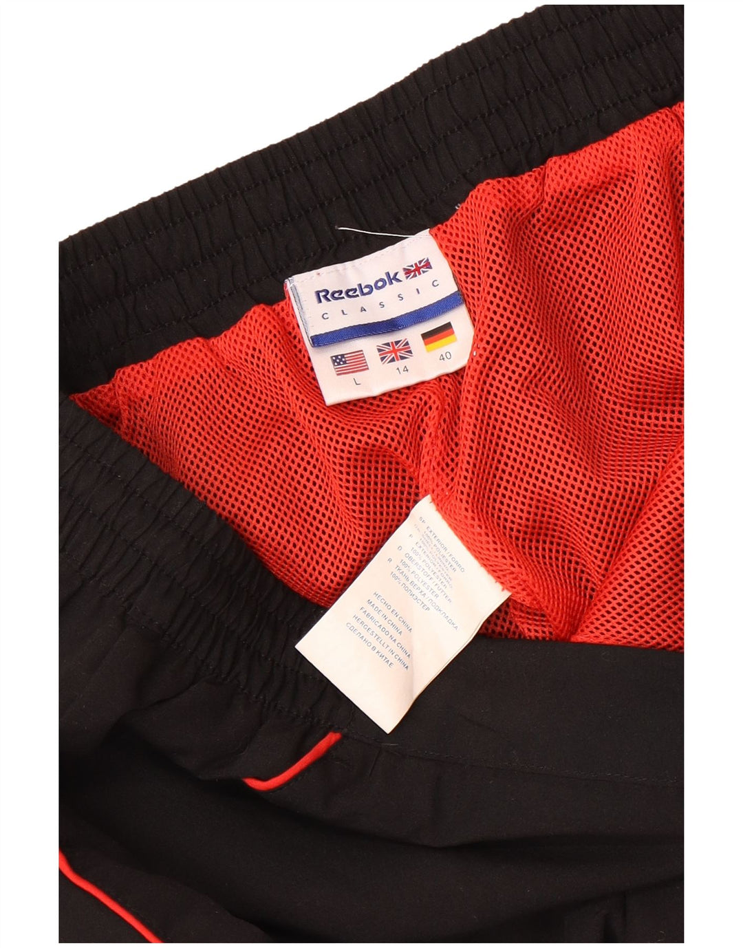 Pantaloni de trening Reebok pentru femei UK 14, mari, negru, poliester