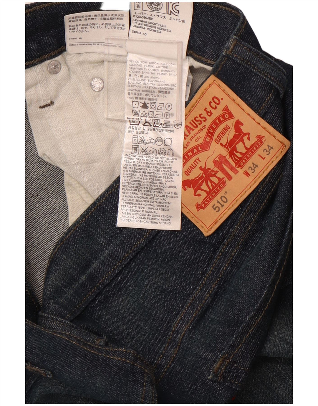 Blugi skinny 510 pentru bărbați LEVI'S W34 L30 bumbac bleumarin