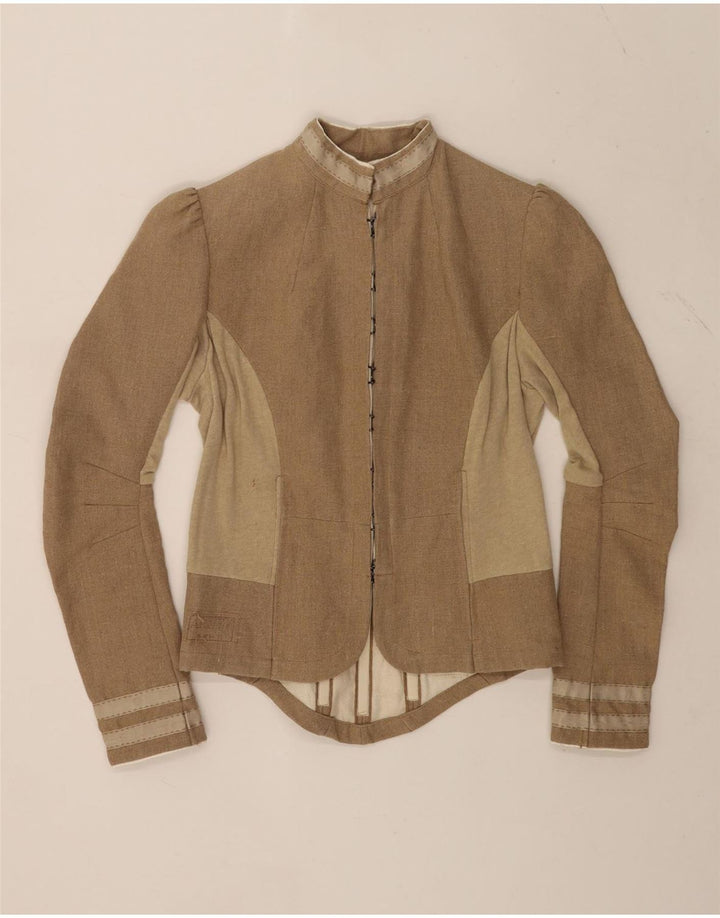 Jachetă Blazer Trachten pentru femei Denham UK 14 Medium Bej Colorblock