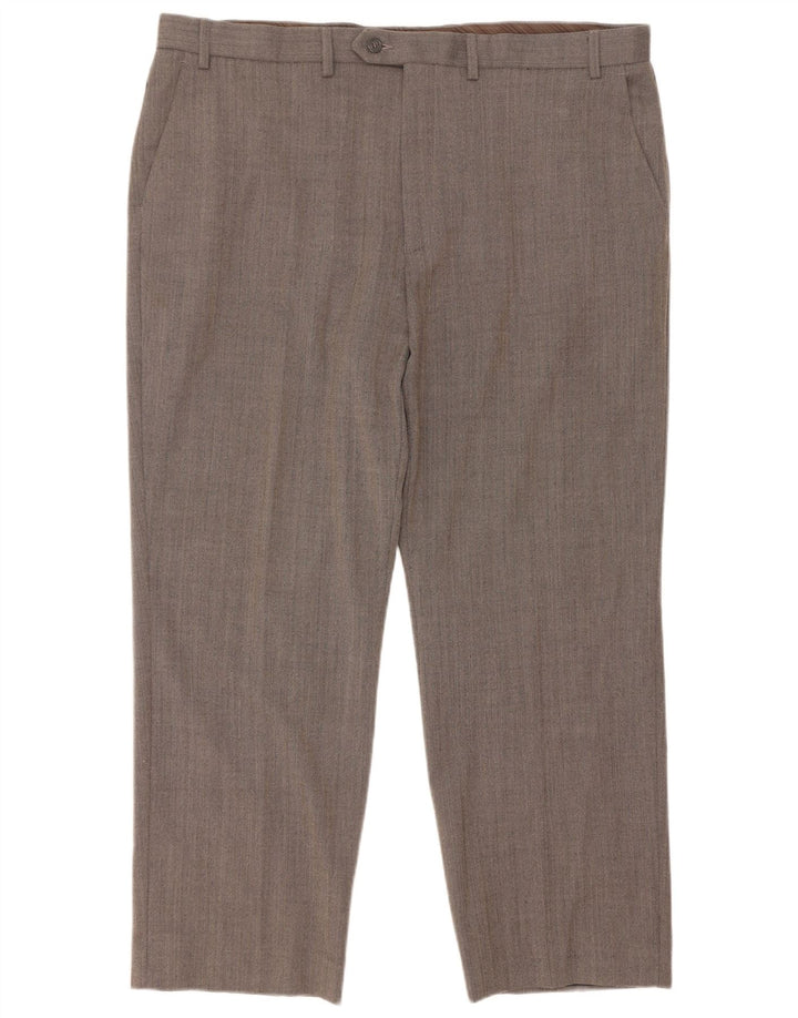 Pantaloni de costum drepți pentru bărbați Marks & Spencer L40 L29 Gri Herringbone