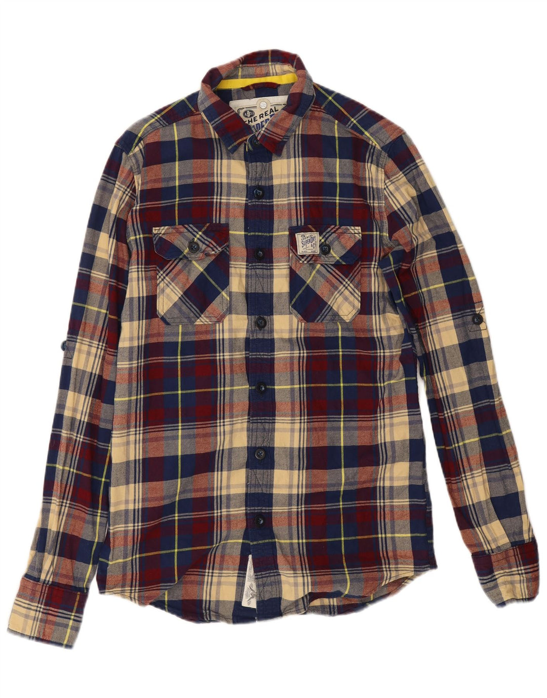 Cămașă de flanel pentru bărbați Superdry, bumbac cu carouri multicolore