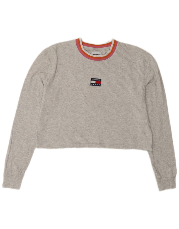 Crop top supradimensionat pentru femei Tommy Hilfiger cu mânecă lungă UK 10 mic gri