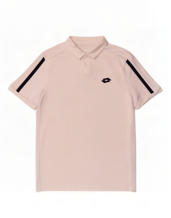 Tricou polo pentru bărbați Lotto Poliester alb mediu
