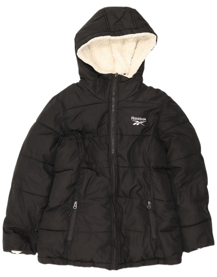 Jachetă căptușită reversibilă cu glugă Reebok pentru femei UK 14 Poliester mediu negru