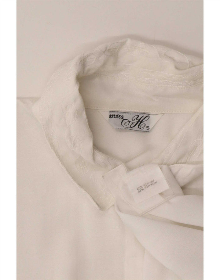 Bluză cămașă supradimensionată pentru femei Vintage UK 10 Small White Viscose
