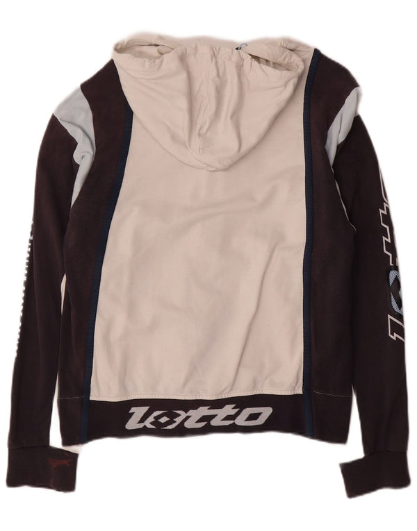 Pulover Lotto pentru damă, cu fermoar și cu capota, UK 10, mic, alb, bloc de culoare