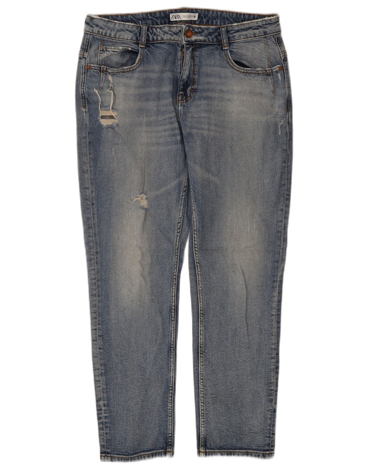 Blugi slim pentru femei Distressed Zara EU 40 Medium L30 L28 Bumbac albastru