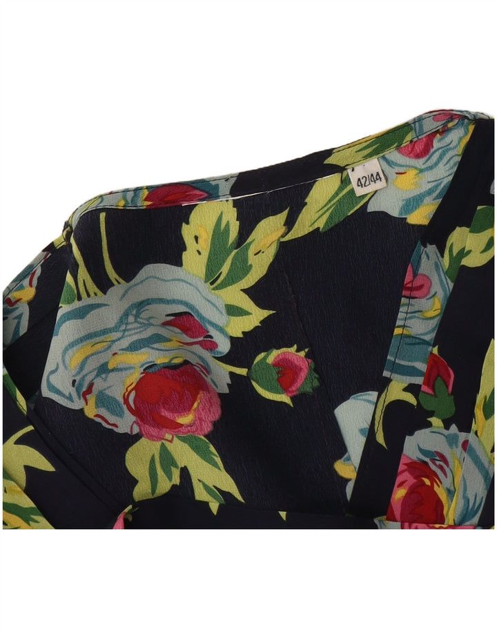 Bluză Vintage Femei Top IT 42/44 Medium Bleumarin Floral