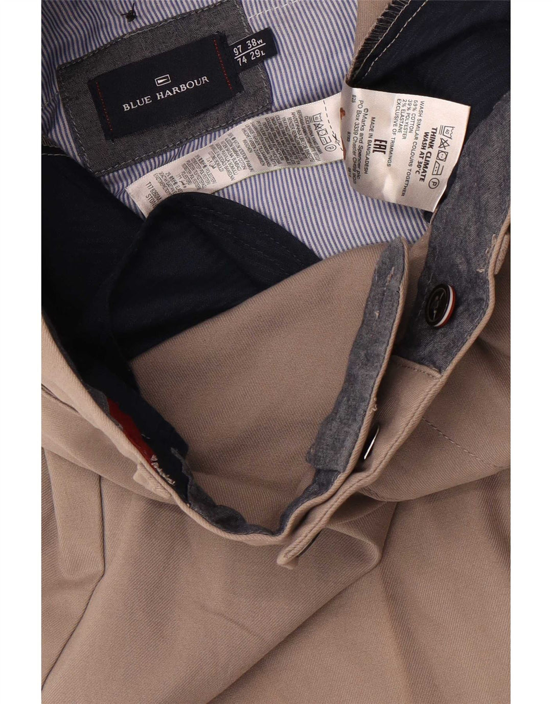 Marks & Spencer Pantaloni tăiați pentru bărbați Blue Harbour W38 L25 bumbac gri