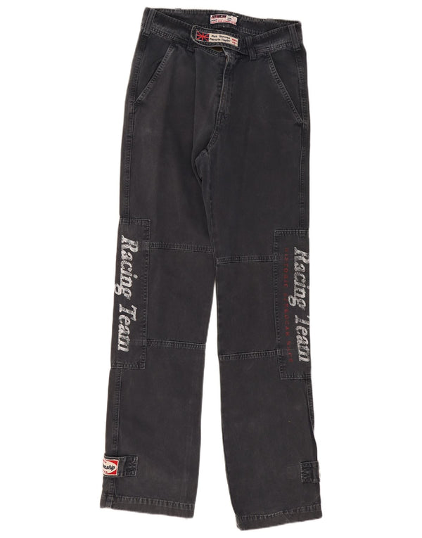 Pantaloni casual Vintage pentru bărbați cu grafic Moto Racer IT 46 Small W30 L34 Gri