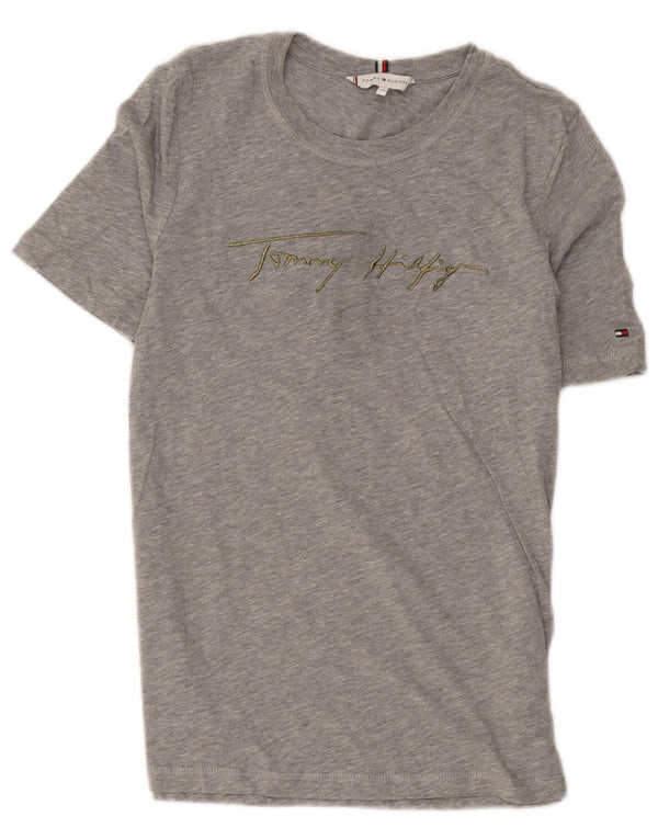 Tricou grafic Tommy Hilfiger pentru femei Top UK 2 2XS bumbac gri