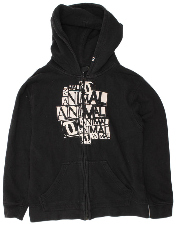 Animal Boys Pulover cu capota cu fermoar grafic 11-12 ani Bumbac negru mic