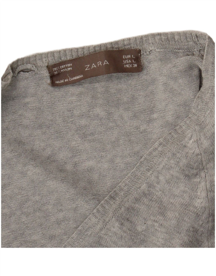 Pulover cardigan pentru femei Zara UK 14 mare, gri cu pete