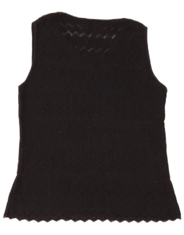 Luisa Spagnoli Womens Knit Vest Top UK 12 Medium Black Chevron Bumbac