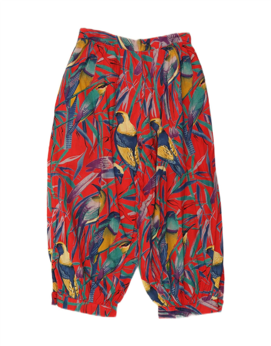 Pantaloni harem Capri pentru femei VINTAGE L24 L17 roșu cu imprimeu animal