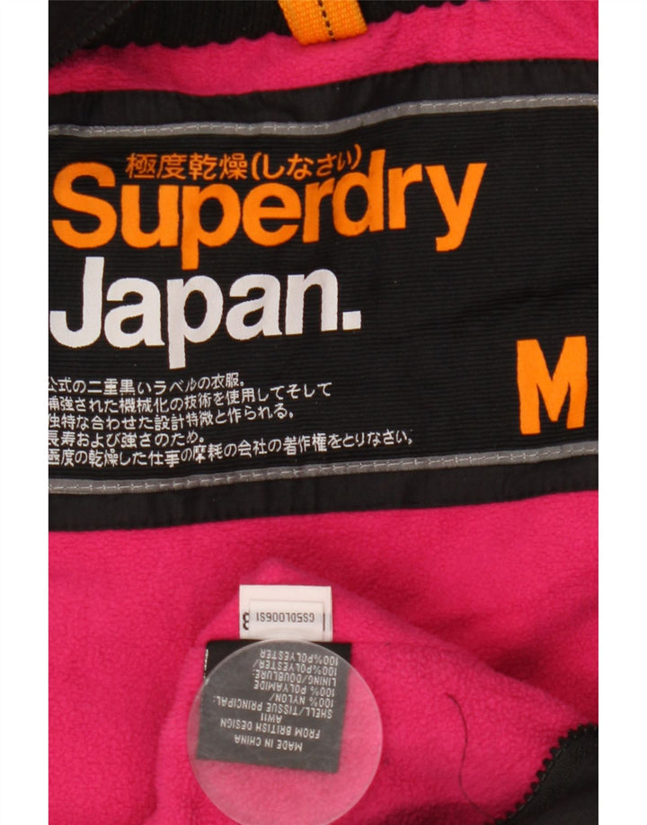 Jachetă Windbreaker pentru femei cu glugă Superdry UK 14 Medium Black Nylon