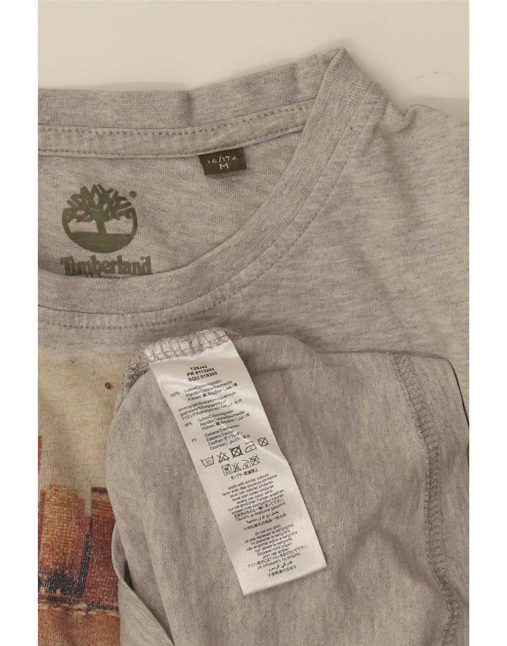 Top grafic Timberland pentru baieti cu maneca lunga 15-16 ani, bumbac gri mediu