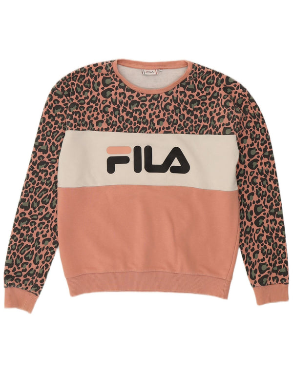 Pulover pentru damă Fila Graphic Pulover UK 14 Medium Pink Animal Print Bumbac