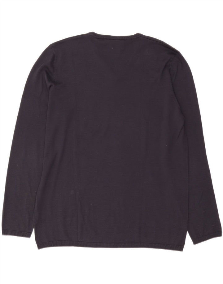 Pulover Dkny pentru bărbați cu decolteu în V, XL, mătase bleumarin