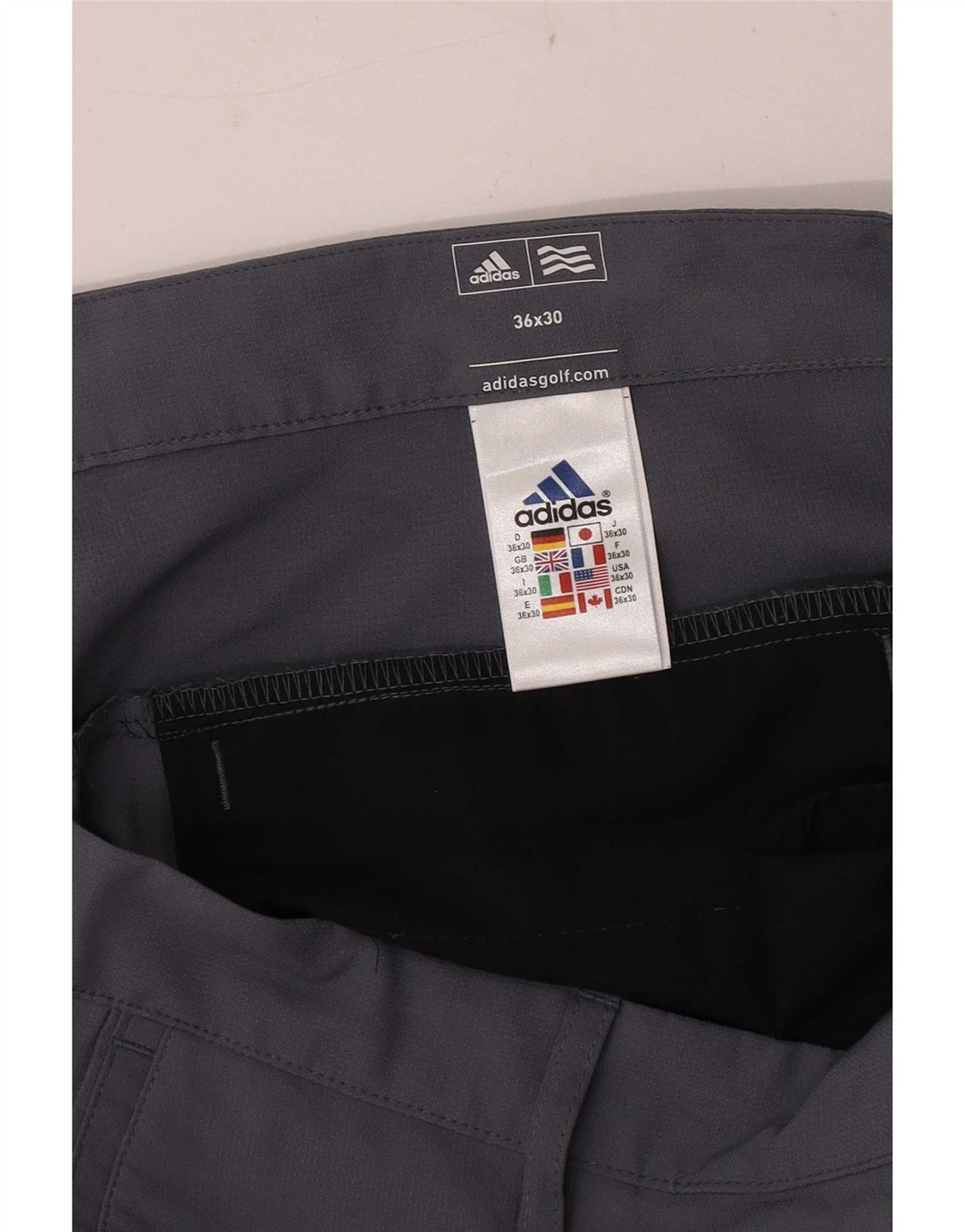 Pantaloni chino de golf drepti pentru bărbați Adidas W36 L30 poliester gri