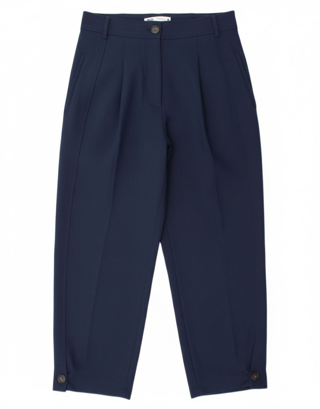 Pantaloni chino cu fixare pentru femei Zara Mediu L28 L26 Poliester bleumarin