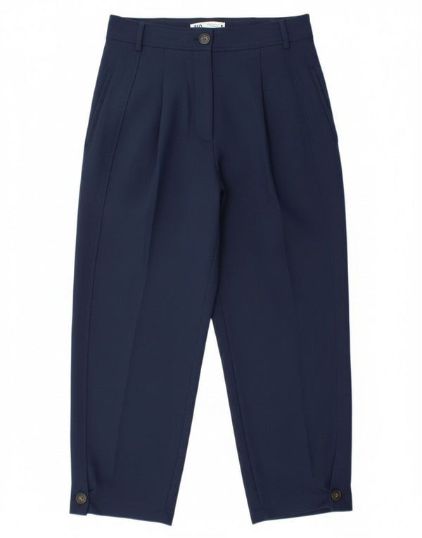 Pantaloni chino cu fixare pentru femei Zara Mediu L28 L26 Poliester bleumarin