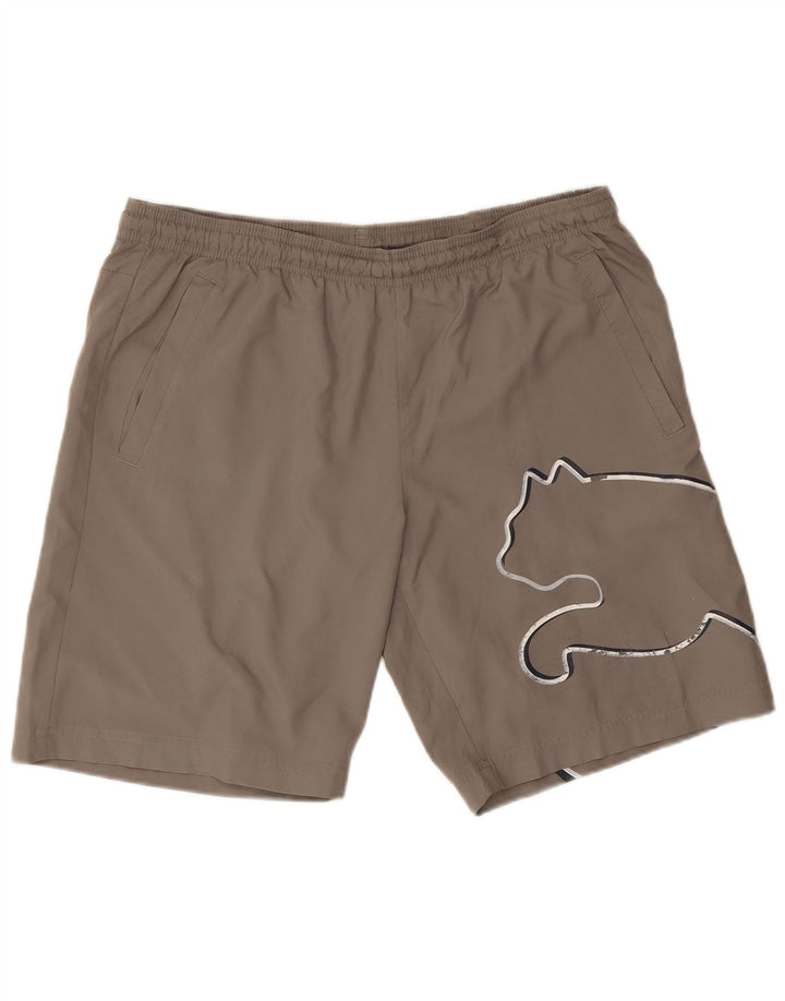 Pantaloni scurți sport grafic Puma pentru bărbați, maro mediu