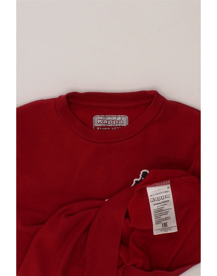 KAPPA Boys Graphic Sweatshirt Jumper 2-3 Years Red Colourblock Cotton Vintage Kappa and Second-Hand Kappa from Messina Hembry 