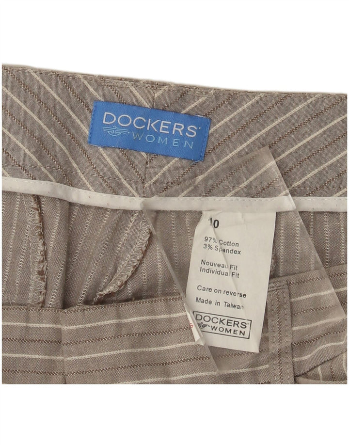 DOCKERS Pantaloni Capri pentru femei US 10 Large W30 L22 Bumbac cu dungi gri