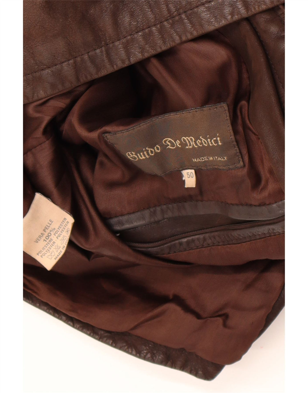 Jachetă de piele vintage pentru bărbați IT 50 din piele maro mare