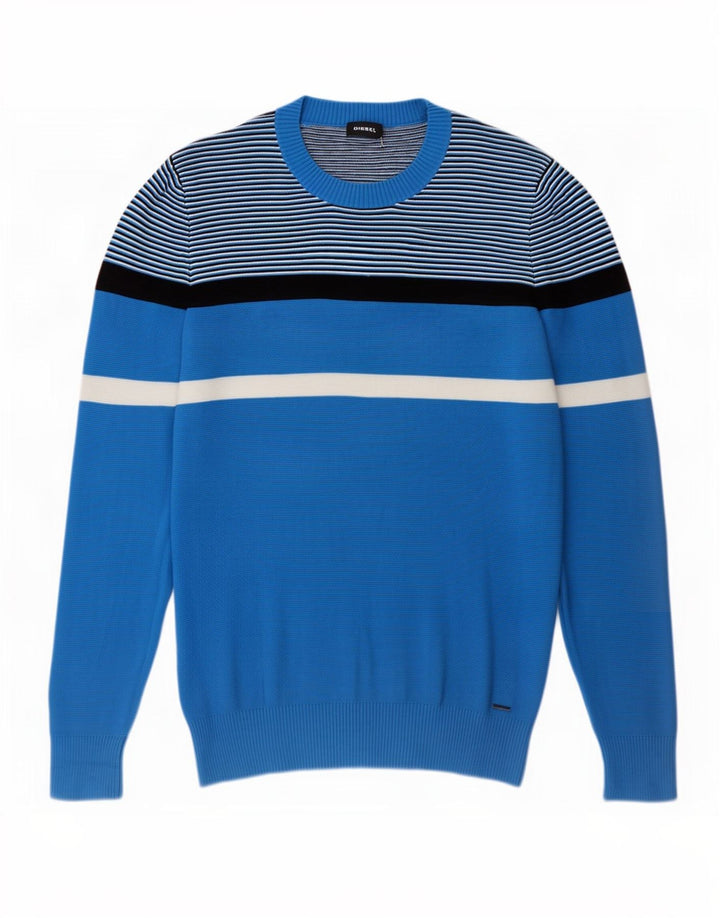 Pulover Diesel pentru bărbați, cu gât crew, mic, albastru, bumbac color bloc