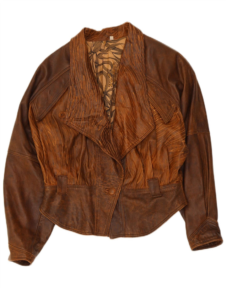 Jachetă Bomber din piele vintage pentru femei IT 44 Medium Brown Tie Dye Biker
