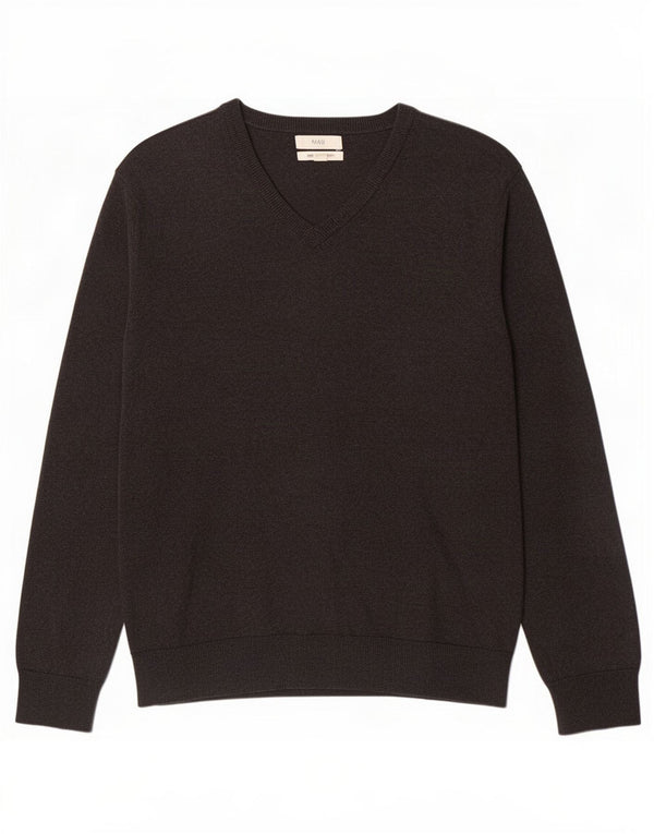 Pulover pentru bărbați Marks & Spencer, cu decolteu în V, XL, bumbac gri