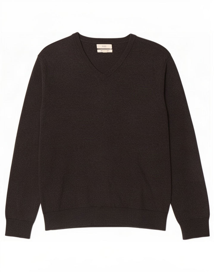 Pulover pentru bărbați Marks & Spencer, cu decolteu în V, XL, bumbac gri