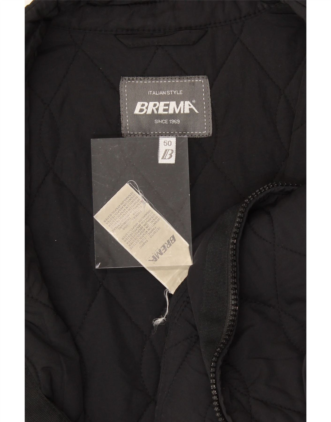 BREMA Mens Quilted Gilet IT 50 Large Black Nylon Vintage Brema and Second-Hand Brema from Messina Hembry 