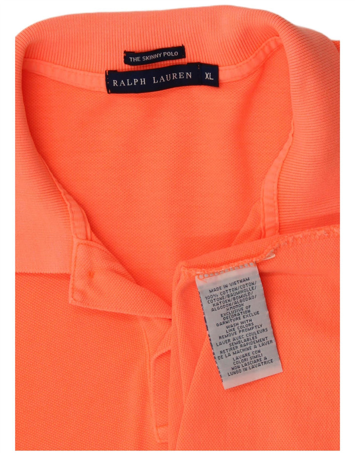 RALPH LAUREN Tricou polo skinny pentru femei UK 18 XL bumbac portocaliu