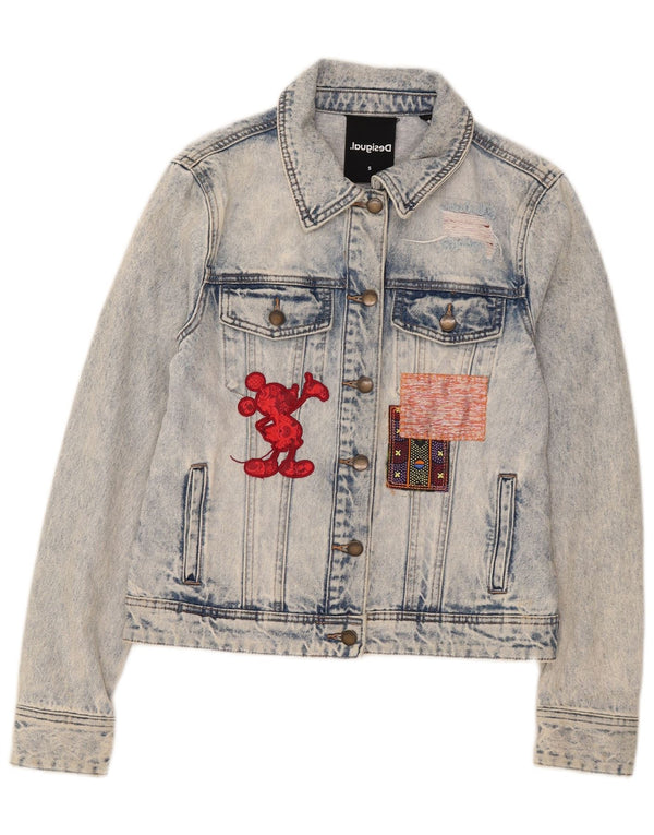 Jachetă Desigual pentru femei Mickey Mouse Graphic Denim UK 10 Bumbac albastru mic