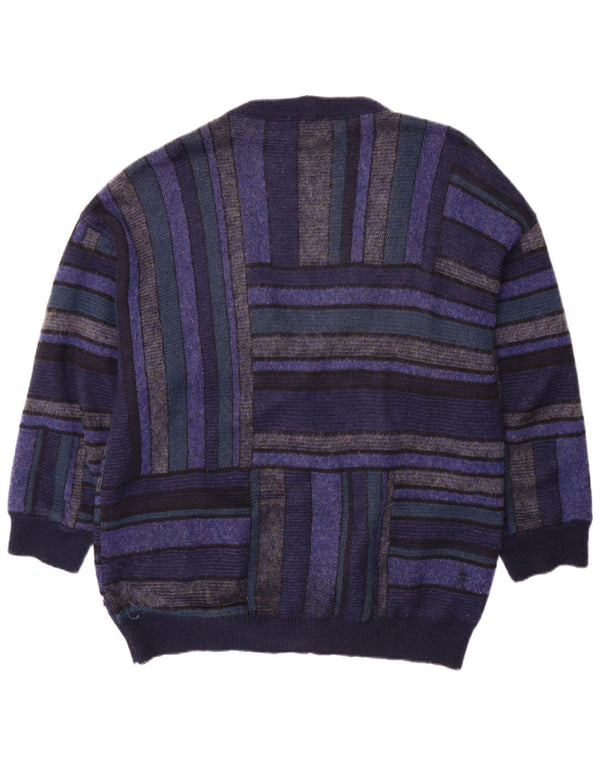Pulover cardigan pentru bărbați Bizzarro XL Lână cu dungi bleumarin