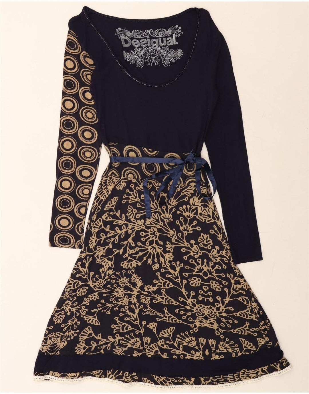 DESIGUAL Rochie A-Line Grafică pentru Femei UK 12 Medium Bleumarin Floral