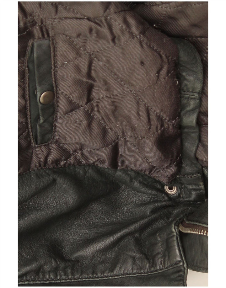 Jachetă de piele cu glugă XETRA pentru femei UK 12 Medium Black