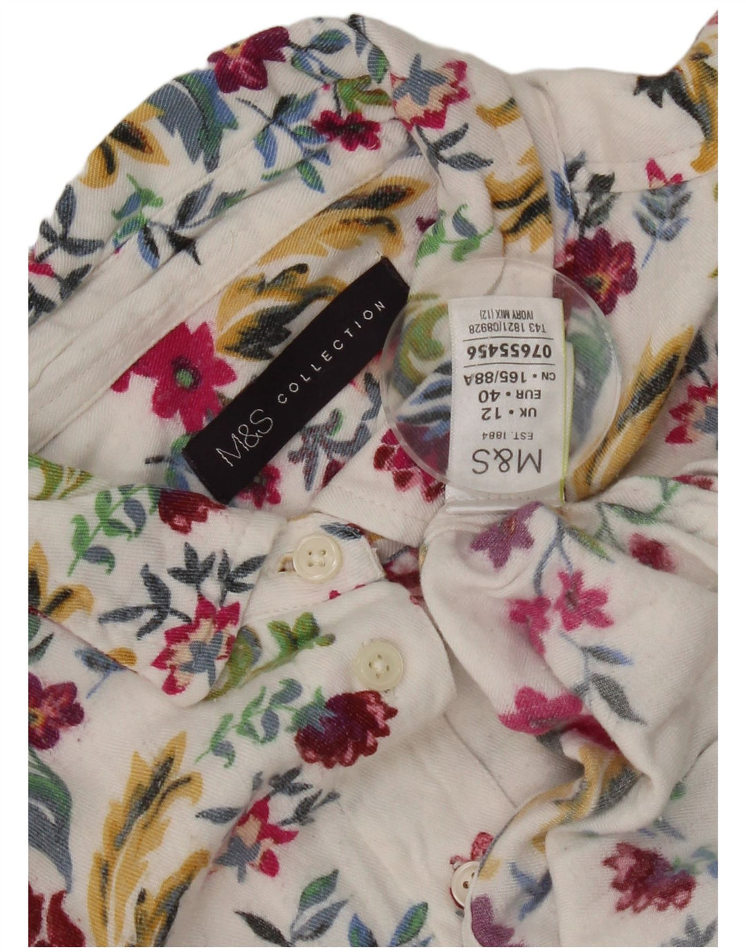 Cămașă pentru femei Marks & Spencer UK 12 Medium White Floral Viscose