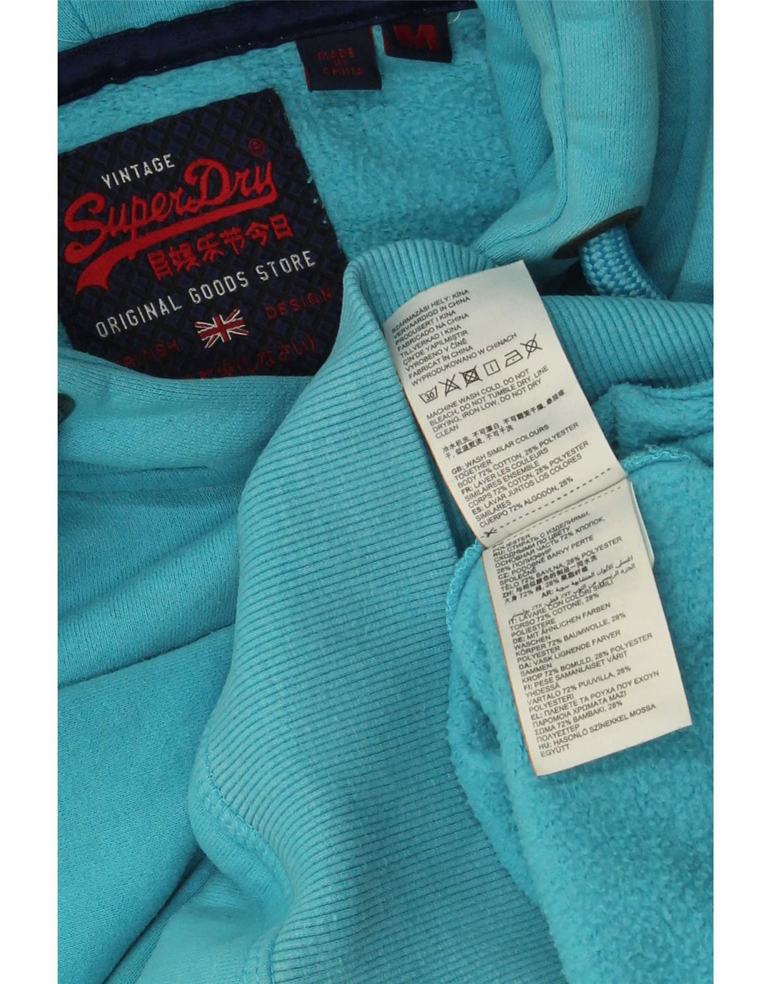 Pulover cu glugă grafic Superdry pentru bărbați, bumbac albastru mediu