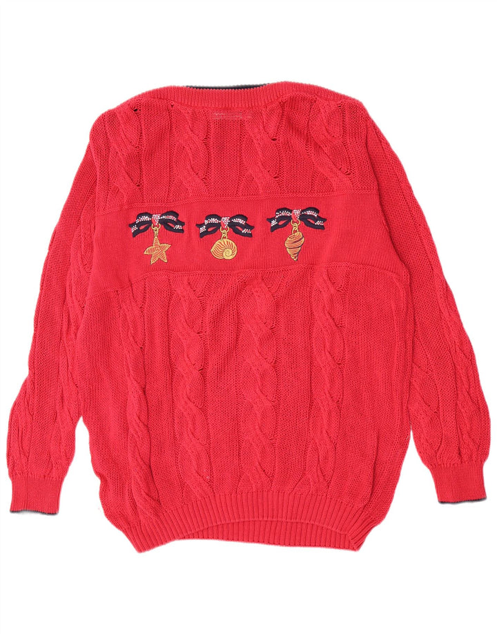 St. Germain Pulover pentru damă cu grafică cu gât barcă IT 46 Large Red Classic