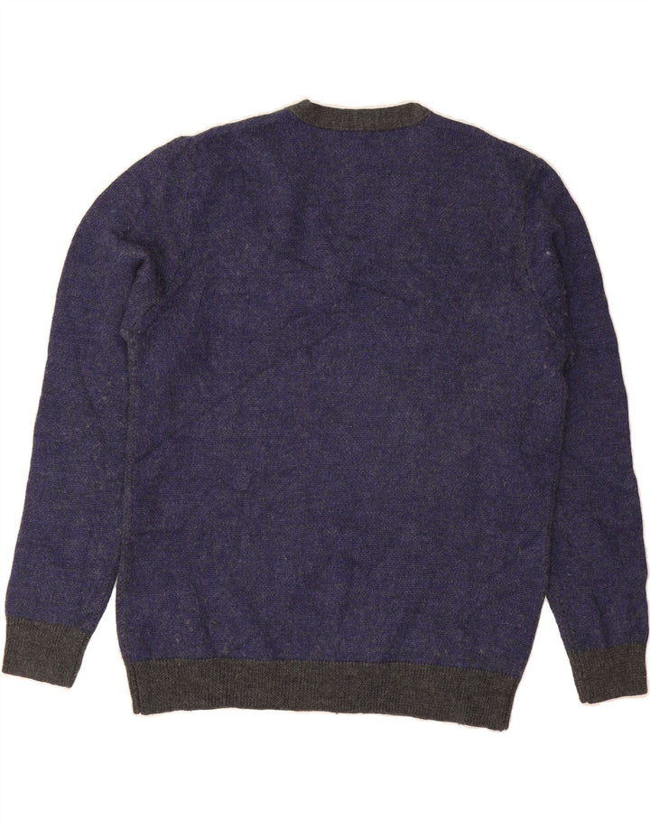 JAEGER Mens V-Neck Jumper Sweater Large Purple Wool Vintage Jaeger and Second-Hand Jaeger from Messina Hembry 