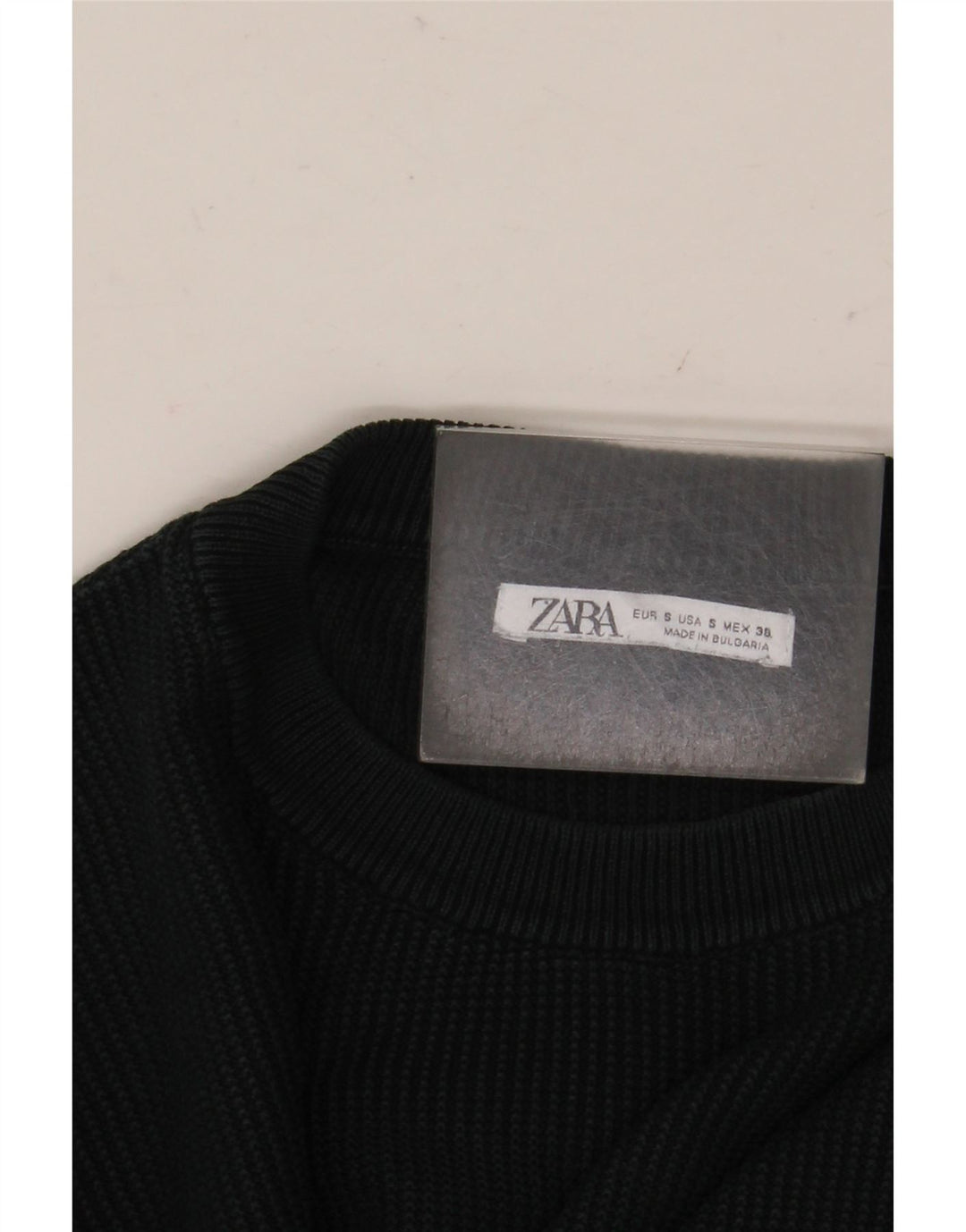 Pulover ZARA pentru bărbați cu decolteu rotund, verde mic