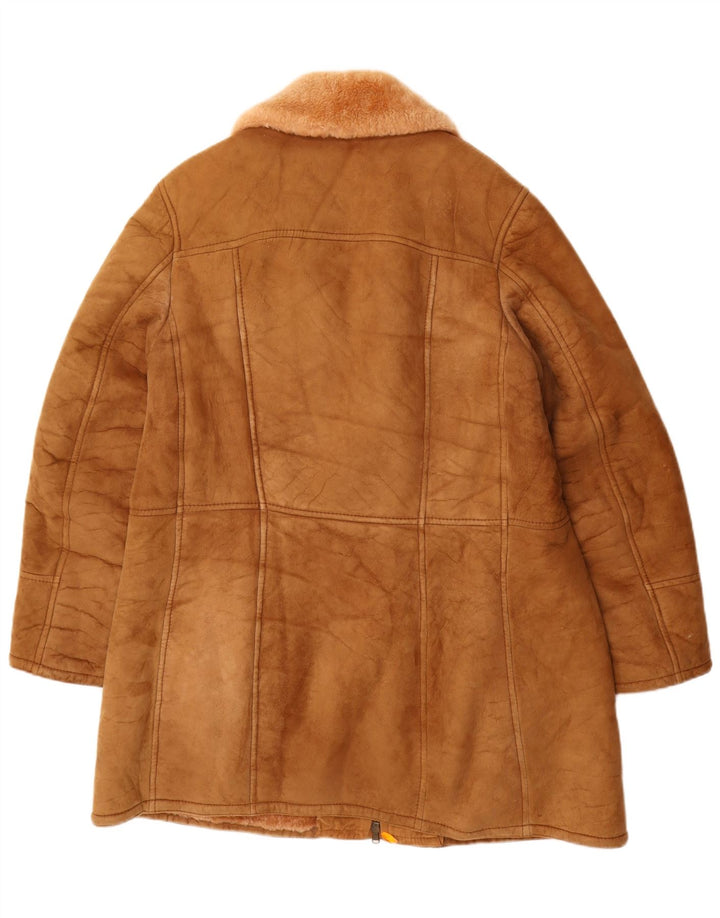 Jachetă din shearling pentru bărbați VINTAGE UK 40 mare maro