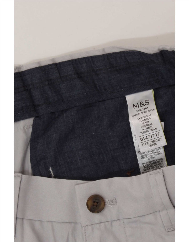 Pantaloni scurți chino pentru bărbați Marks & Spencer W34, bumbac gri mare