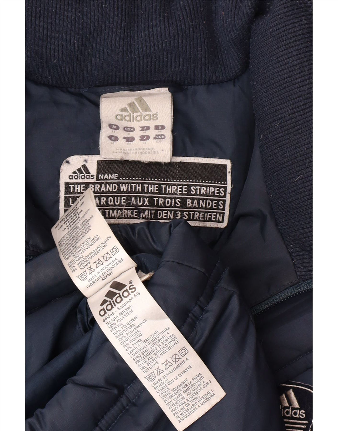 ADIDAS Mens Padded Jacket UK 38 Medium Navy Blue Polyamide